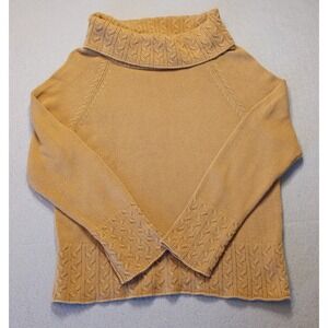Cowl Neck Cable‎ Knit Sweater Norton Studio Mustard Size L